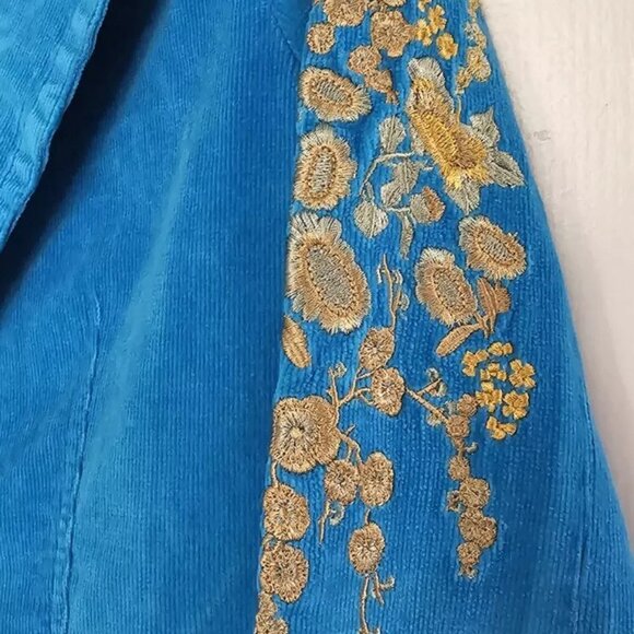 TM True Meaning Womens Jacket, True Meaning Blazer Corduroy, Embroidered Flowers - Picture 4 of 16